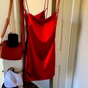 Red Fashion Nova Silk Like Dress